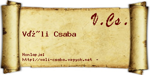 Váli Csaba névjegykártya